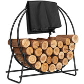 VIVOHOME log rack front view showing neat stacked firewood and organized storage benefit