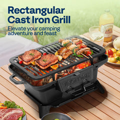 VIVOHOME reversible cast iron grate close-up showing dual-height cooking benefit