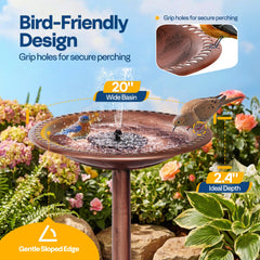 VIVOHOME side profile showing shallow 2.4-inch depth for bird-safe bathing