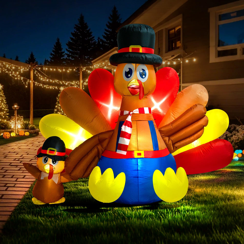 VIVOHOME front view of inflatable turkey showing festive appearance and curb appeal