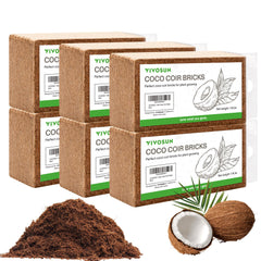 VIVOSUN front packaging showing six coco coir bricks and compact convenience