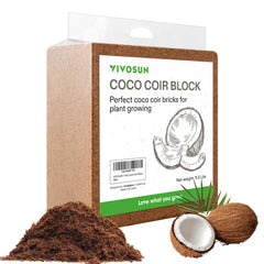VIVOSUN front packaging of 11lbs coco coir brick showing compact bag and handle, easy storage