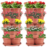 VIVOSUN front view of 5-tier stackable planter showing compact vertical gardening benefit