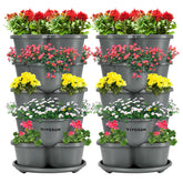 VIVOSUN front view of stackable 5-tier planter showing compact vertical planting benefit