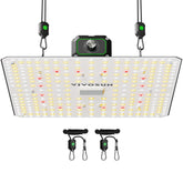 VIVOSUN LumaLight front view showing compact full-spectrum fixture and balanced design benefit