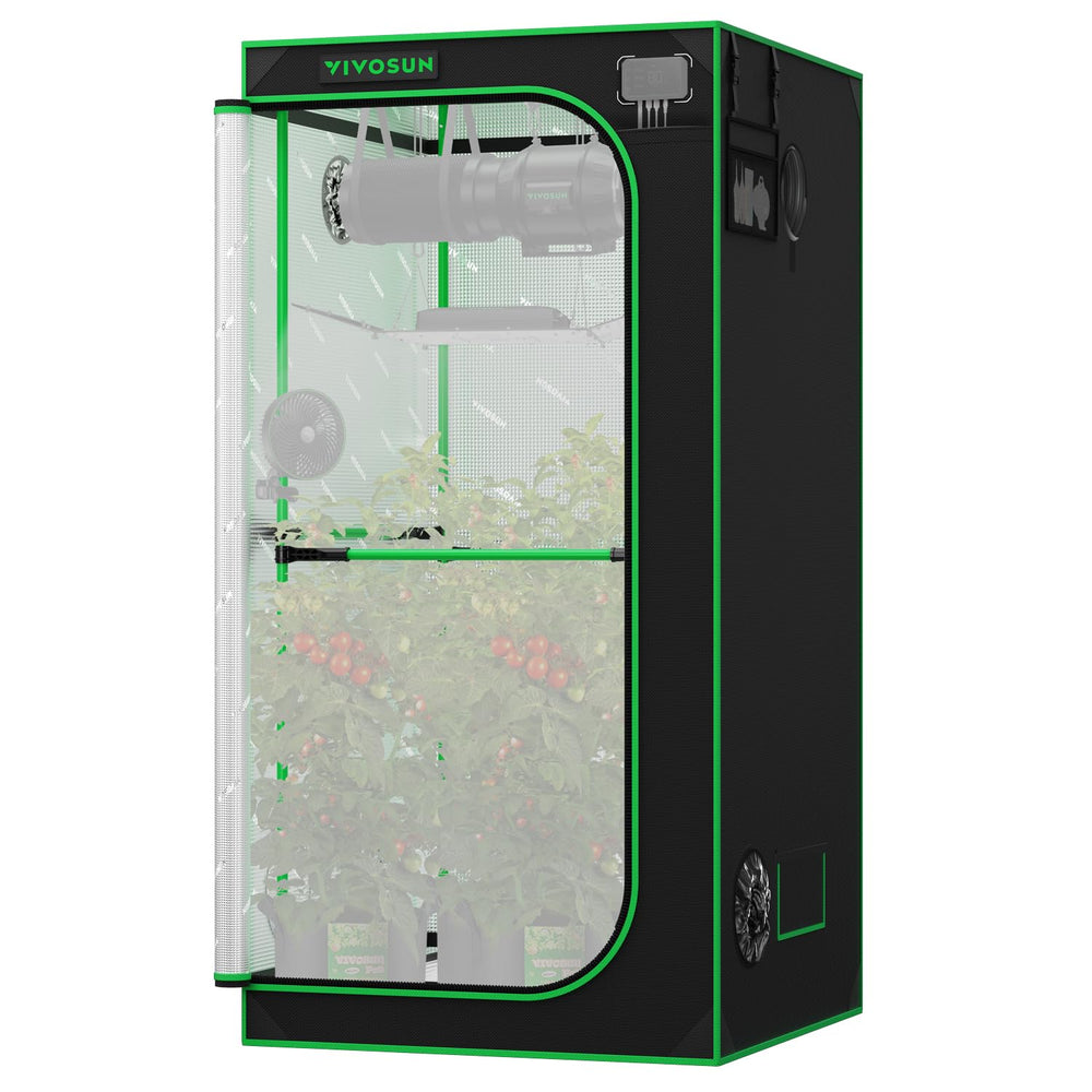 VIVOSUN front view of P336 PRO tent showing robust frame and lightproof fabric benefit: stable grow space