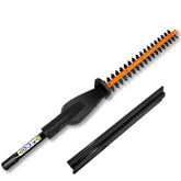 VIYUKI front view of hedge trimmer attachment showing compact design and ease
