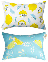 vmgreen front view of two-pack pillows showing bright yellow and shape for quick comfort
