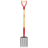 VNIMTI front view of 4-tine garden fork showing overall build and balance benefit
