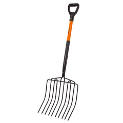 VNIMTI front view of wide 10-tine fork showing capacity and durability