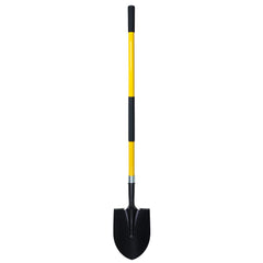 VNIMTI front view of yellow shovel showing full blade and handle, durable construction benefit