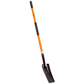 VNIMTI trench shovel front view showing full 58-inch tool and narrow 4-inch blade for precise digging