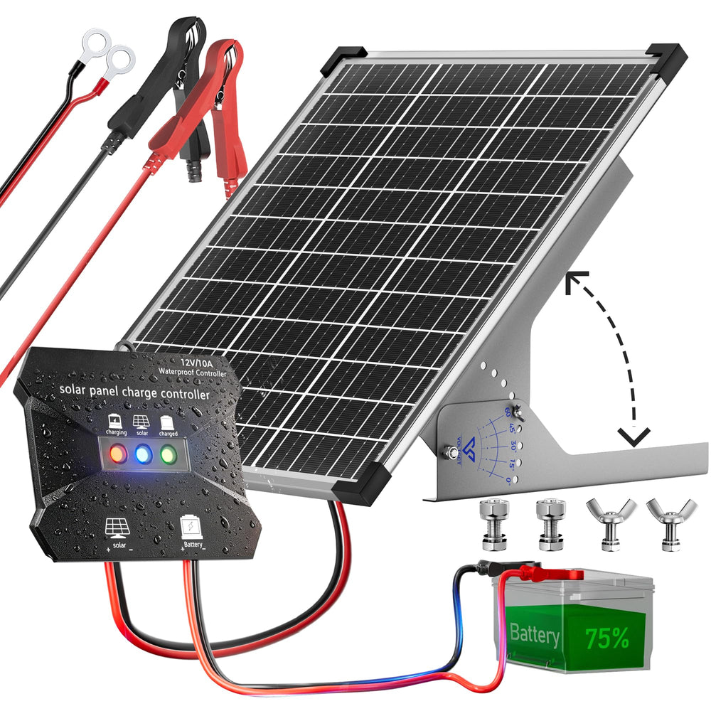 Voltset front view of 50W panel showing durable frame and weatherproof build benefit