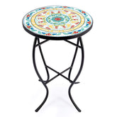 VONLUCE front view showing mosaic top and black frame, decorative and sturdy