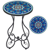 VONLUCE front view peacock mosaic table showing vibrant top and frame for decorative impact
