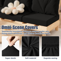 vorshape cushion cover on patio sofa giving UV-resistant fresh look