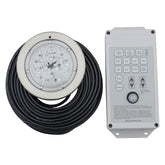 Voswitch front view of Poolexa pool light showing compact stainless housing and sleek faceplate benefit: corrosion resistance
