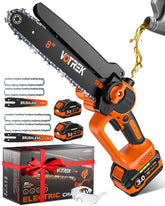 VOTREK front kit shot showing saw and batteries, highlights compact convenience