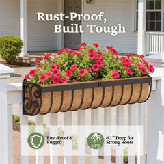 VOXOR planter installed on balcony railing showing stability and added greenery