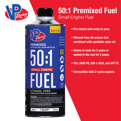 VP Racing quart being poured cleanly to show ready-to-use convenience