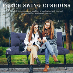 Vrngvi cushion installed on porch swing demonstrating comfortable seating benefit