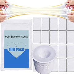 VSECUON front pack showing 100 skimmer socks and value bulk benefit