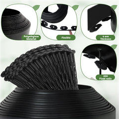 VUAOHIY side profile showing 2-inch edge height blocking mulch and gravel