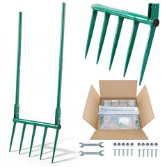VVOKGO broadfork front view showing sturdy frame and five tines for reliable performance