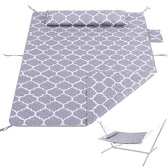 Vylceon front view of grey quilted hammock pad showing full coverage and comfort
