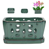 W&W green orchid pot front view showing elegant shape and display-ready look