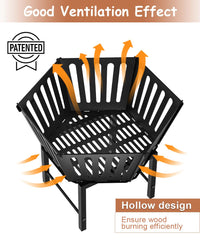 waaliji assembled hexagon fire pit front view offering stable burn surface