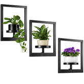 Wacloud front view of three metal picture-frame planters showing clean modern display
