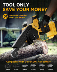 waitiey chainsaw with 6-inch bar attached for precise pruning control