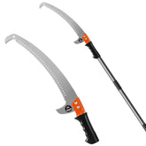 Walensee front view of full pole saw showing reach and sturdy head for safer pruning