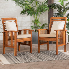 Walker Edison side profile highlighting chair depth and slatted back for comfort