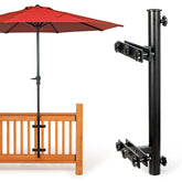 Walrkaur front view of grille-black umbrella mount showing sturdy frame and space saving
