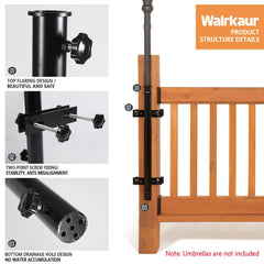 Walrkaur side profile clamp attached to a railing demonstrating secure mounting and adjustability