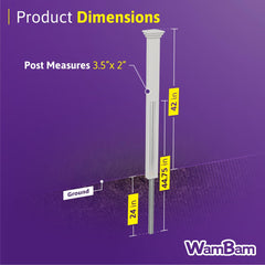 WamBam post next to measuring scale illustrating accurate 3.5ft height for planning