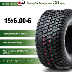 WANDA tread close-up P332 showing shallow pattern for grass-friendly traction