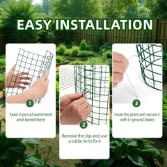 warmfarm plant protector in use around seedlings, shows effective animal barrier