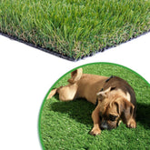 WarmShe front view of 4x6 ft artificial grass mat showing natural look benefit