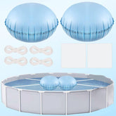 Waybas front view of two boxed pool pillows showing kit contents and benefit of protection