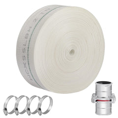 WCXSSLBH front view of packaged 2x100 ft pool backwash hose showing size and included parts