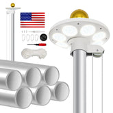 Weavelife full 20ft flagpole front view showing complete assembled kit and stable profile
