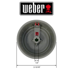 Weber knob underside showing D-shaped 1/4 inch stem opening for secure attachment