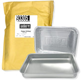 Weber aluminum catch pan kit front view showing pan and included liner for easy cleanup