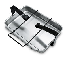 Weber catch pan front view showing durable pan and clean fit benefit