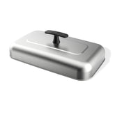 Weber extra-large basting dome front view showing stainless steel finish and handle for durable performance