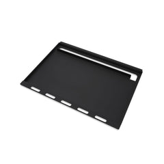Weber griddle insert front view showing full flat cooking surface and rims benefit even cooking