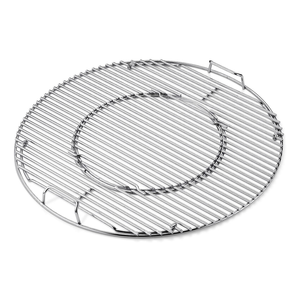 Weber hinged grate front view showing durable plated finish and fit benefits
